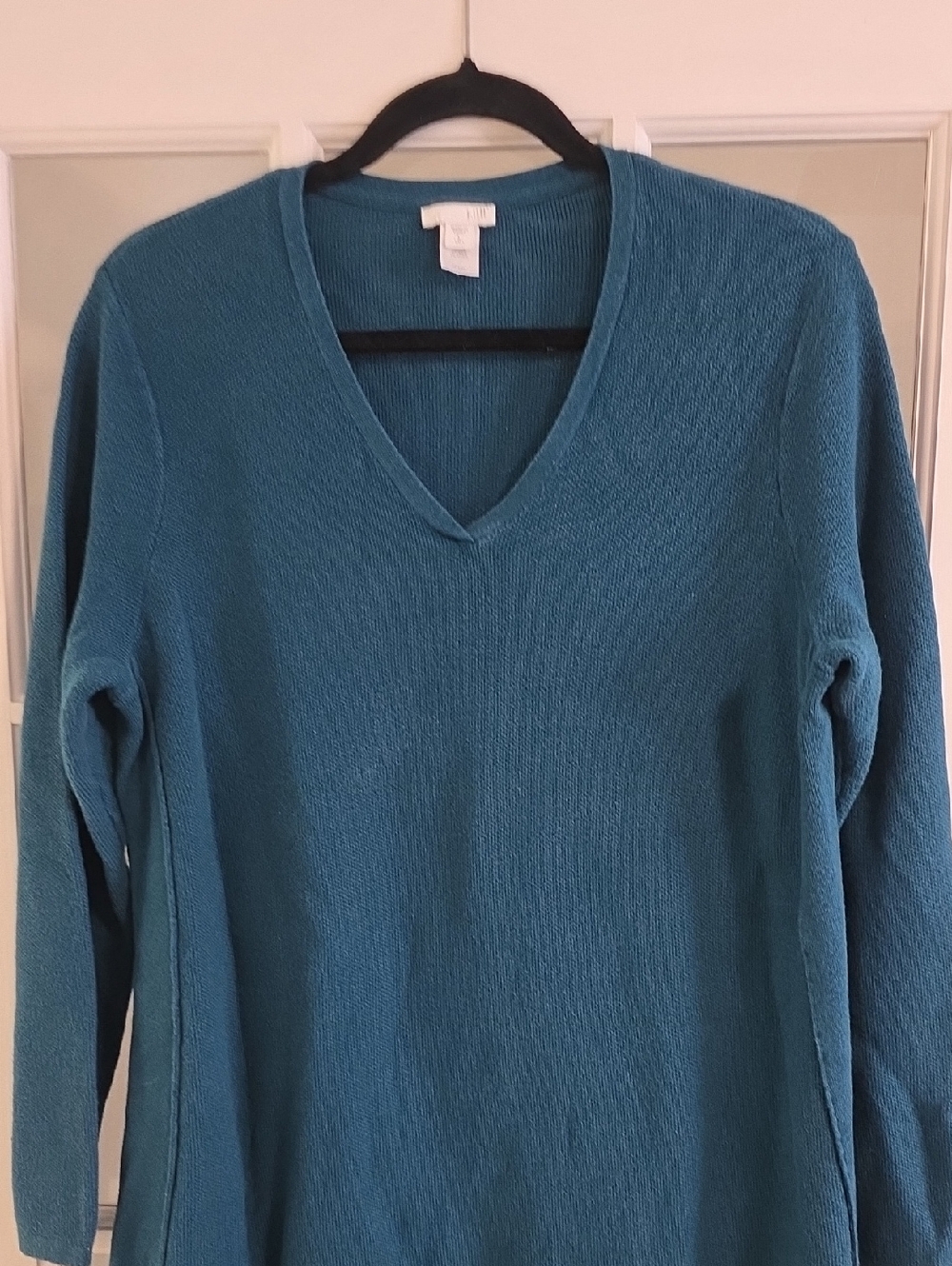 J. Jill Teal V-Neck Sweater Tunic Style Ladies Size Large Tall